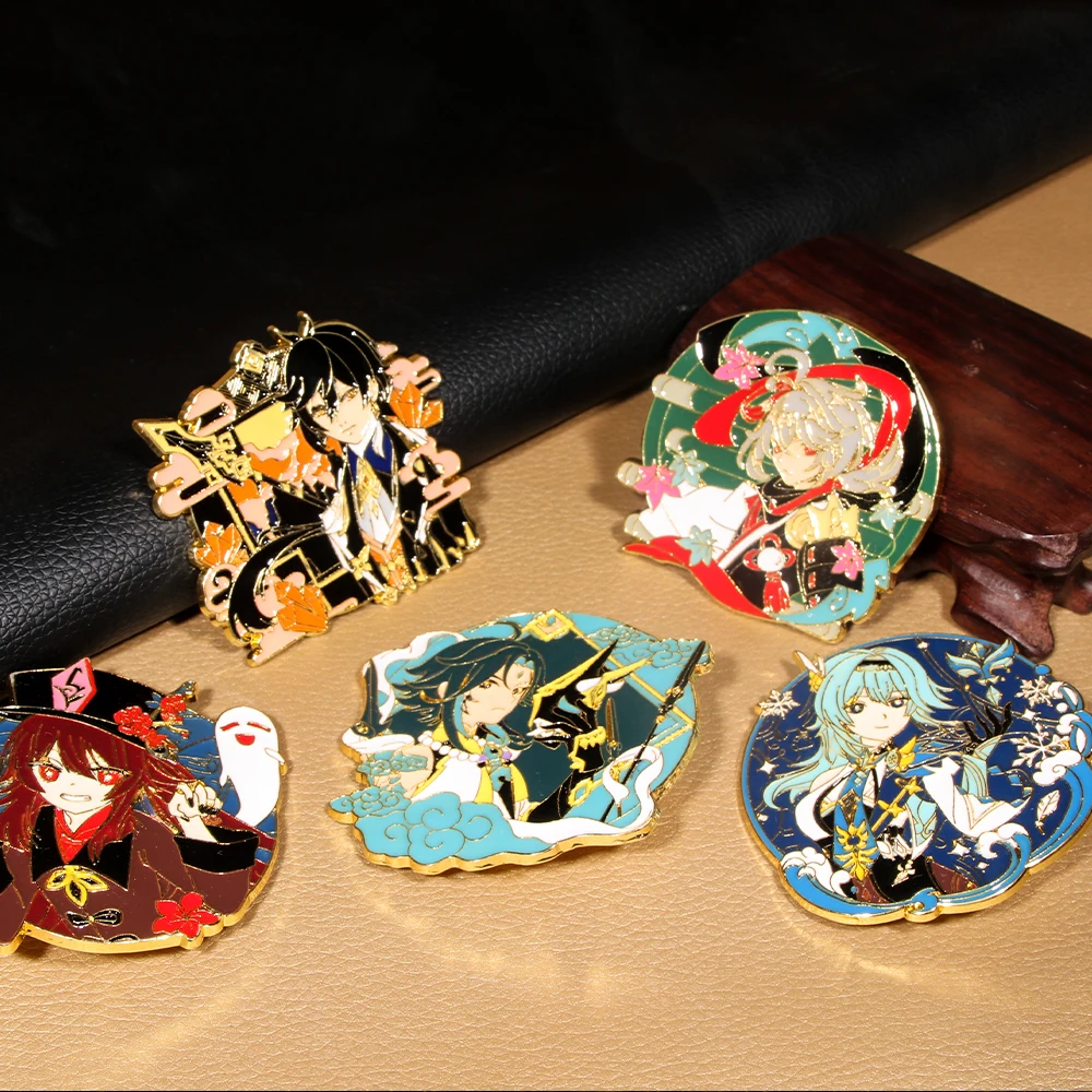 Genshin Impact Wendi & Zhongli Anime Lapel Pin Set (Approx. 3–5 cm) 3