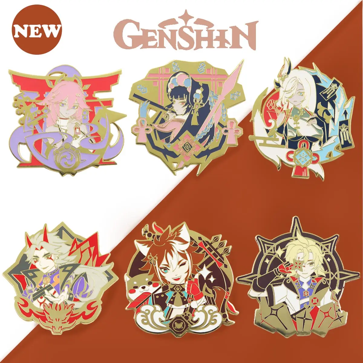 Genshin Impact Wendi & Zhongli Anime Lapel Pin Set (Approx. 3–5 cm) 2