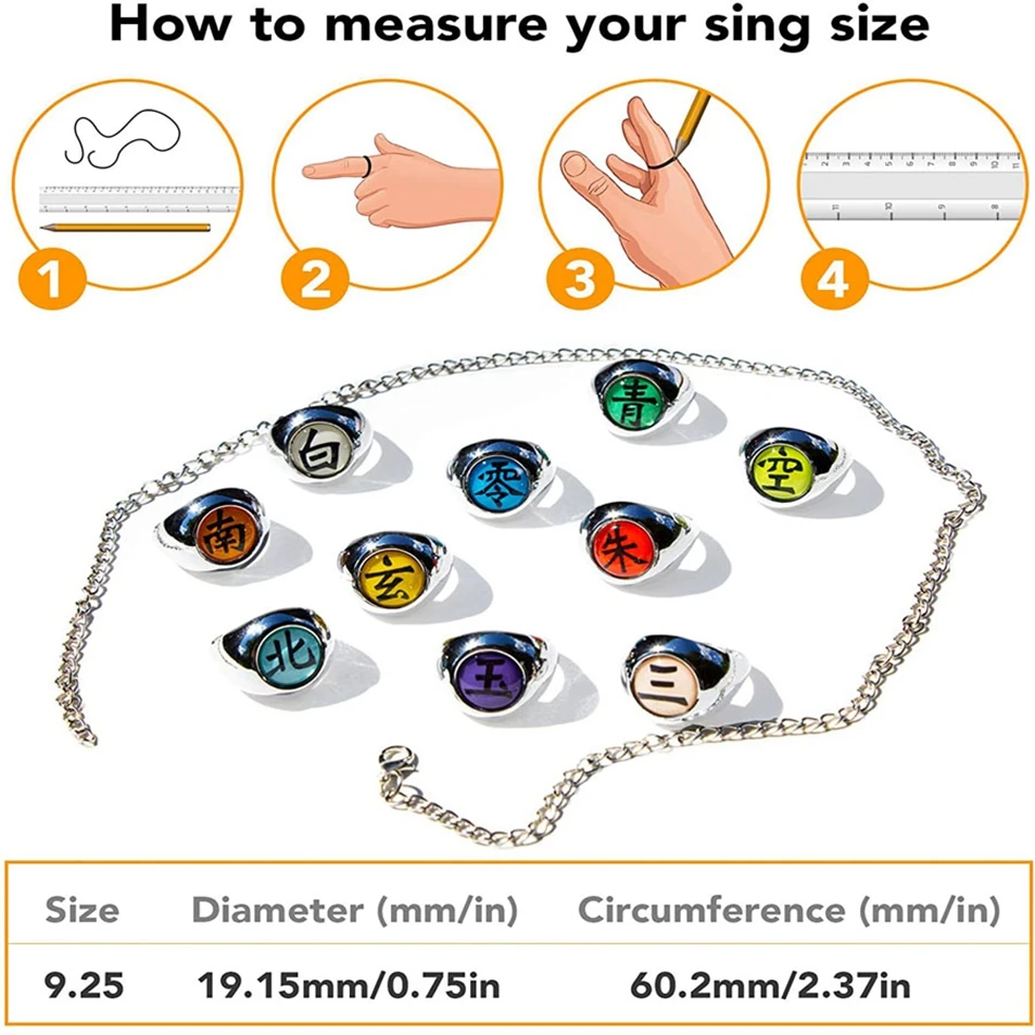 סט טבעות מתכת Naruto Akatsuki Itachi (10 יח') (Naruto Akatsuki Itachi Metal Rings Set (10 pcs)) 5