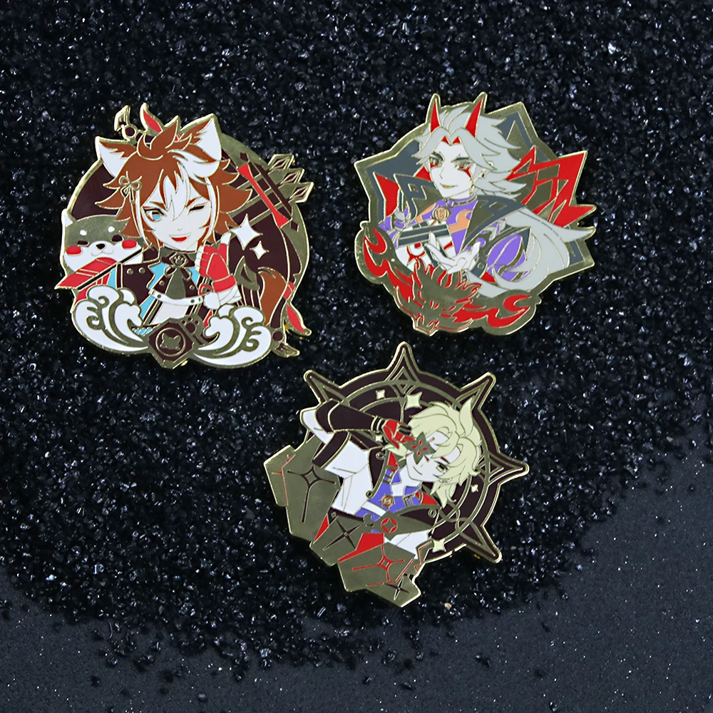 Genshin Impact Wendi & Zhongli Anime Lapel Pin Set (Approx. 3–5 cm) 4