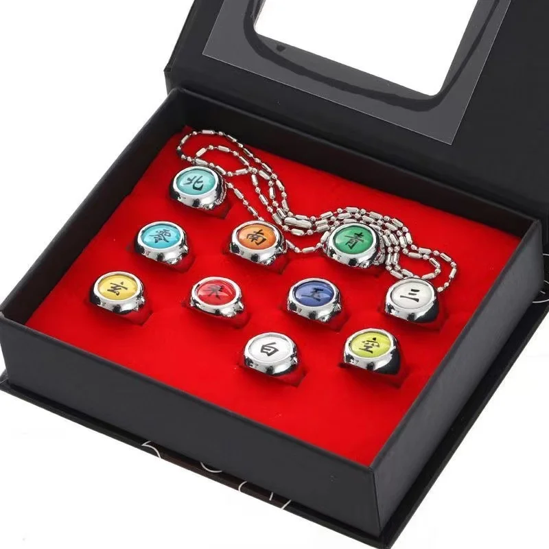 Naruto Akatsuki Itachi Metal Rings Set (10 pcs) Ø 16–18mm 2